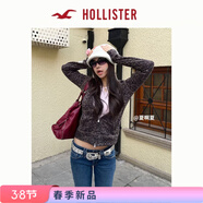 HOLLISTER小海鷗圖案美式抓絨豹紋衛衣外套26春女裝352-5283 豹紋印花 XS (160/80A)