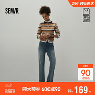 森馬（Semir）森柔牛仔|商場(chǎng)同款牛仔褲女九分褲2025秋翻邊直筒褲103525124002