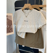 以純（YISHion）韓國氣質(zhì)圓領(lǐng)寬松字母短袖T恤女2025夏季新款女上衣 花灰色【版87%用戶(hù)選擇】 M