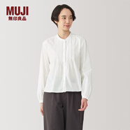MUJI 女式 棉紗長(cháng)袖罩衫女士襯衫襯衣內搭秋款女裝春季 上衣 BC2KUA4A 米白色 L (165/88A)