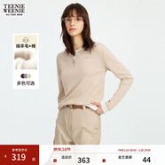 Teenie Weenie【含綿羊毛】小熊女裝毛針織衫春秋款假兩件撞色毛衣 卡其色 XL