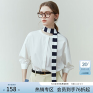 范思藍恩23FS12083不易皺職業(yè)襯衫女新款氣質(zhì)中袖七分袖上衣 清新白 S