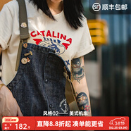 馬登美式復古工裝牛仔背帶褲設計感顯瘦寬松休閑褲子小個(gè)子新款女 牛仔藍 （版型偏大，建議拍小一碼） S (100-120斤)