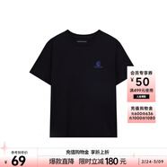 美特斯邦威（Meters Bonwe）美特斯邦威T恤女秋季新款潮流印花休閑圓領(lǐng)簡(jiǎn)約透氣短袖體恤 影黑 S 155/80A