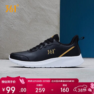 361°運動(dòng)鞋男鞋春季革面防潑水黑色通勤休閑跑步鞋子男士672142239-3
