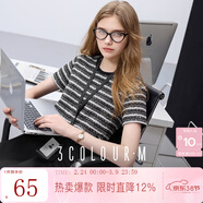 三彩2025秋款香風(fēng)條紋T恤肌理感圓領(lǐng)短袖套頭衫休閑M 黑白條紋 L 165/88A