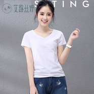 艾路絲婷夏裝新款T恤女短袖上衣韓版修身體恤TX3560 白色V領(lǐng) XL
