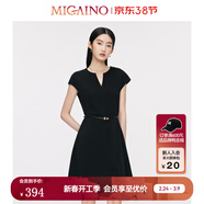 曼婭奴（MIGAINO）Migaino曼婭奴女裝2025夏新款小個(gè)子黑色短款連衣裙赫本風(fēng)小黑裙 黑色 M 160/84A