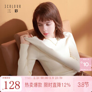 三彩2025冬季新款純色坑條針織衫圓領(lǐng)修身毛衫顯瘦內搭打底M 珍珠白 XL 170/92A