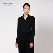哥弟（GIRDEAR）女裝簡(jiǎn)約通勤輕職風(fēng)純色親膚氣質(zhì)襯衫顯瘦時(shí)尚 1300820-2 黑色 M  3碼(100-110斤)