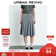 UR秋季新款女裝時(shí)尚通勤經(jīng)典A字廓形百褶半裙UYY540004 暖灰 XS