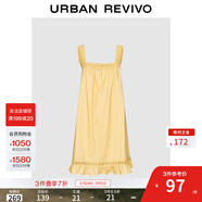 UR秋季新款女裝法式復古風(fēng)拼接蕾絲連衣裙UYY750120 淺黃 XL