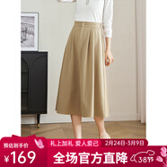 熙世界白色天絲襯衫女2025秋季新款獨特別致繡花七分袖襯衣女裝上衣 卡其色-半身裙 S