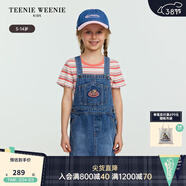 Teenie Weenie  Kids小熊童裝25年新款女童時(shí)尚風(fēng)A版彈力牛仔背帶裙 藍色花灰 140 cm