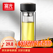 富光 男女士雙層玻璃杯 水杯 支持團購定制 304杯子泡茶杯400ML黑