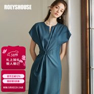 ROEYSHOUSE羅衣氣質(zhì)盤(pán)扣收腰連衣裙初夏新款時(shí)尚孔雀藍修身中長(cháng)裙10316 孔雀藍 L