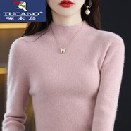 啄木鳥(niǎo)（TUCANO）特價(jià)撿漏羊絨衫女半高領(lǐng)秋冬加厚緊身毛衣內搭羊毛打底衫女裝 粉色 S
