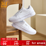 361°板鞋女鞋春夏季新款青禾經(jīng)典百搭小白鞋革面透氣休閑運動(dòng)鞋子女 361度白【秋季革面】 37