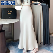 莫代爾冰絲緞面醋酸感魚(yú)尾裙半身裙女春夏修身時(shí)尚氣質(zhì)中長(cháng)裙子 主圖色 XL 建議118-130斤