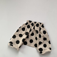 特價(jià)女童圓點(diǎn)褲子夏裝新款兒童韓版洋氣哈倫五分短褲寶寶小童中褲 米色圓點(diǎn) 100 cm