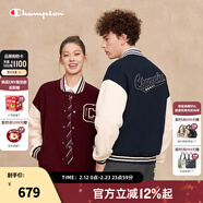 Champion【丁禹兮同款】冠軍棒球服外套女2025秋季新款復古美式棒球衫男 海軍藍拼米白 M