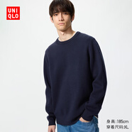 優(yōu)衣庫男裝女裝羅紋圓領(lǐng)針織衫/長(cháng)袖毛衣毛衫481722 478548 478548/69藏青色 XL