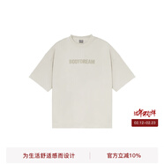 BODYDREAM索羅娜涼感短袖男夏季重磅破洞情侶裝t恤五分袖休閑上衣 米色 （破洞版） M
