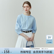 范思藍恩23FS12083不易皺職業(yè)襯衫女新款氣質(zhì)中袖七分袖上衣 冰川藍 S