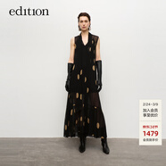 edition連衣裙女法式復古波點(diǎn)飄帶領(lǐng)真絲兩件裙子新復古回潮 黑杏波點(diǎn)色 M 165
