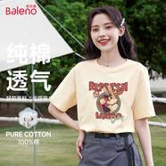班尼路（Baleno）100%純棉寬松款短袖T恤女2026年夏季休閑時(shí)尚百搭學(xué)院風(fēng)穿搭上衣