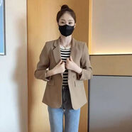 西裝外套韓版2026新款春秋休閑設計修身小個(gè)子開(kāi)叉氣質(zhì)西服潮流 卡其色 2XL  建議126-135斤