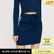 moussy&sly早秋新品歐美風(fēng)側邊拼色針織包臀裙半身裙030GAZ71-3930 藏青色140 均碼