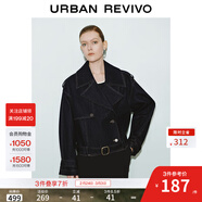 UR春季新款女裝復古休閑水洗風(fēng)衣領(lǐng)牛仔外套UWG850042 藍色 (偏寬松) XS