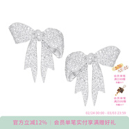 尤目xSHUSHUTONG密鑲翹腳拉絲素金蝴蝶結耳釘新年生日禮物送女友 密鑲垂墜蝴蝶結耳釘