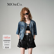 MO&Co.精致金扣中袖短款復古牛仔夾克外套薄款設計感小眾摩安珂 牛仔藍色-第2批 S 160