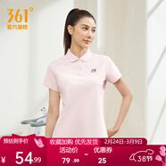 361°361度運動(dòng)翻領(lǐng)t恤夏季新款男女常規休閑上衣透氣短袖情侶POLO衫 【女款】千禧粉 3XL