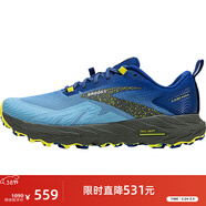 布魯克斯（BROOKS）越野跑鞋男鞋緩震運動(dòng)鞋女登山徒步防滑跑步鞋 Cascadia17 山巖 【男】藍色/浪藍/硫磺黃 42.5