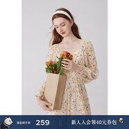 詩(shī)凡黎（‘S EIFINI）田園風(fēng)碎花連衣裙2023年秋新款法式初戀多巴胺吊帶裙子上衣女合集 淺黃(有袖款) 155/80A/S