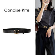 CONCISE KITE【真皮】頭層牛皮腰帶皮帶女士搭配西裝牛仔褲連衣裙裝飾輕奢品牌 黑色  長(cháng)度105cm（帶寬2.8cm） 105cm (帶寬2.4cm)