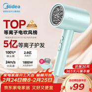 美的（Midea）5億等離子護發(fā)電吹風(fēng) 家用負離子護發(fā)吹風(fēng)筒 1800W大功率快干便攜吹風(fēng)機 FJ308綠 節日/生日禮物