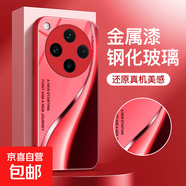 適用oppofindx8/7/6/5手機殼reno13/12/11玻璃硬殼vivoiqoo13/12/neo10/9/x200創(chuàng  )意設計一加保護套 【紅漸變幻標】彩繪玻璃殼 vivoX100Pro/SP