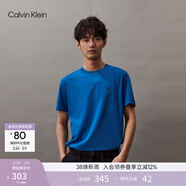 Calvin KleinJeans夏季男士休閑通勤字母印花ck圓領(lǐng)舒適純色寬松短袖T恤上衣 C3B-孔雀藍 S