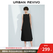 UR春季新款女裝法式氣質(zhì)后拉鏈收腰無(wú)袖連衣裙UWM750031 黑色 L