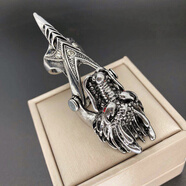 KZD老鳳凰霸氣時(shí)尚戒指男士骷髏龍復古朋克單身指環(huán)個(gè)性男生戒指飾品 龍頭指節 開(kāi)口可調節