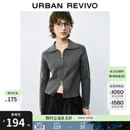 UR秋季新款女裝格雷系簡(jiǎn)約翻領(lǐng)雙拉鏈針織開(kāi)衫UYU950026 中灰 M