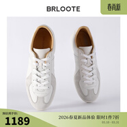 巴魯特（Brloote）【商場(chǎng)同款】男士休閑鞋含頭層牛皮皮革撞色拼接透氣排汗德訓鞋男 白色 43