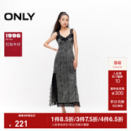 ONLY秋季氣質(zhì)蕾絲拼接中長(cháng)款牛仔吊帶連衣裙女|124242016 J09 深牛仔灰色 M (165) 84A