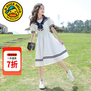 G.duck童裝女童連衣裙夏季兒童公主裙韓版時(shí)尚23新款小女孩泡泡袖雪紡裙 白色【26031款】 160 尺碼13~14歲【150-160cm】