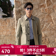 雅戈爾（YOUNGOR）風(fēng)衣男翻領(lǐng)單風(fēng)衣錦綸耐穿舒適透氣男士上衣外套 GYDF424995YQA卡其 3XL 190/108A