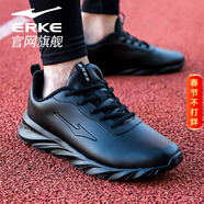 鴻星爾克男鞋運動(dòng)鞋2026新款夏季紅星網(wǎng)面透氣男士休閑網(wǎng)鞋旅游跑步鞋子男 【皮面防水】正黑 42 （現貨速發(fā)）